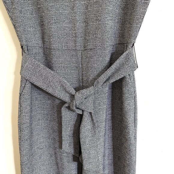 NWOT Ann Taylor Short Sleeve Belt  Gray Plaid Jumpsuit Size 10 - Picture 4 of 7
